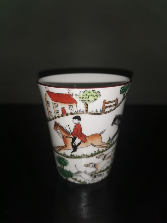 Crown Staffordshire Other - Vintage Crown Staffordshire Bone China Hunting Scene Flat Bottom Tumbler 3 3/4"